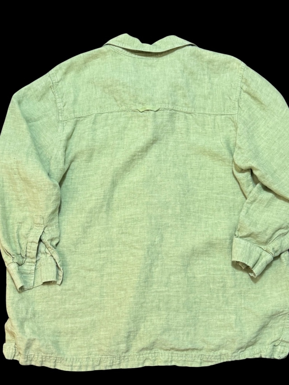 SO Blue Sigrid Olsen 100% Linen Button Front Shirt 1X Green - Picture 3 of 8
